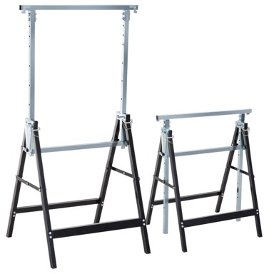 NORTHIX sklopivi nogari za skelu 68 x 58 x 80–130 cm, crni, 2 kom.