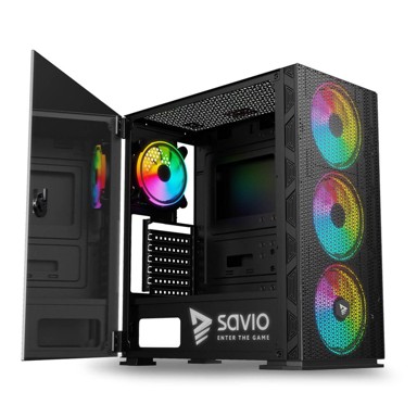 SAVIO Kućište Raptor X1, mid tower, ATX, kaljeno staklo, crno