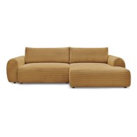 BOBOCHIC PARIS Senf žuta sklopiva kutna garnitura od samta (s desnim kutom) Lucien, 314x121x90 cm