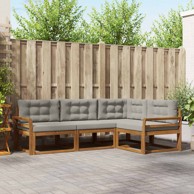 Set vanjskih sofa s jastukom, 4 kom, prirodno-svjetlosiva
