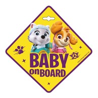Znak Baby on board, Paw Patrol žuto-ljubičasti