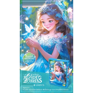 Slagalica Svjetlucava princeza, 100 komada, plava