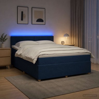 Boxspring krevet s madracem 140 x 190 cm, tkanina, plavi