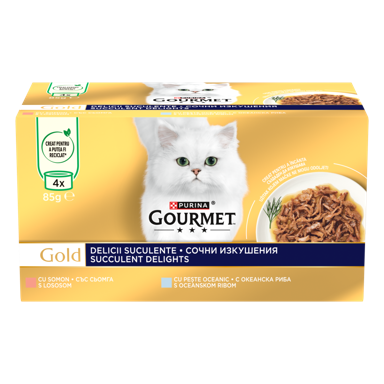 GOURMET Gold Succulent Delights, multipack, riba, 4x85 g
