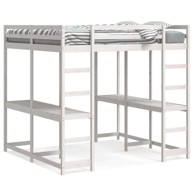 Krevet na kat sa stolom i ljestvama, bijeli, 160x200 cm, borovina