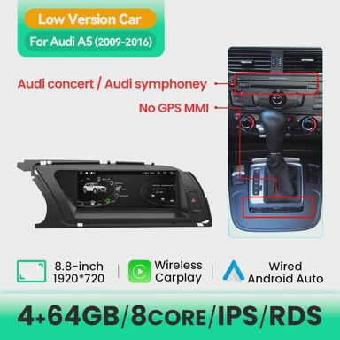 Auto radio uređaj za Audi A5 2009, 2016, LOW, 4GB, 64GB
