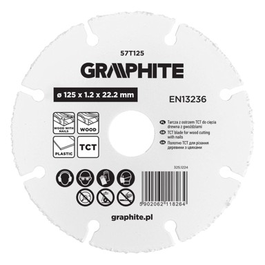 Tct oštrica za rezanje drva s čavlima 125 x 1,2 x 22,22 mm