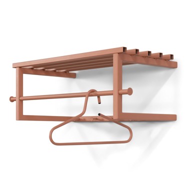SPINDER DESIGN Metalna zidna vješalica u boji lososa s policom Marco