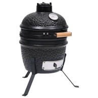 KAMADO Roštilj s pušnicom 2-u-1 keramički 56 cm crni
