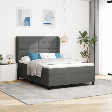 Box Spring krevet s madracem, tamnosivi, 140x190 cm