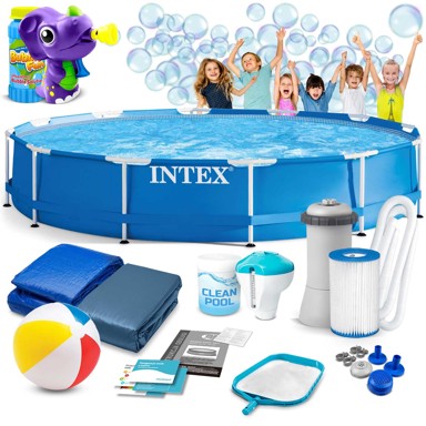 INTEX Montažni bazen 366×76 cm, 16u1 + gratis aparat za mjehuriće