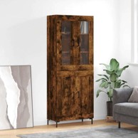Visoka komoda dimljeni hrast 69 5x34x180 cm konstruiranog drva , drvena vrata