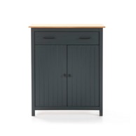 Tamno plava visoka komoda od masivnog bora, 90x110 cm