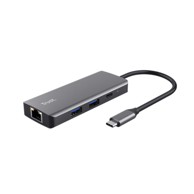 TRUST Adapter Dalyx, USB Type-C, 1000 Mbit/s, srebrni