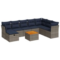 9-dijelni set vrtnih sofa od poliratana, sivi