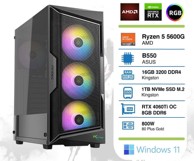 PCPLUS Gaming Stolno računalo R5 5600G / 16GB, 1TB SSD, NVIDIA GeForce RTX 4060 Ti, Windows 11 Home