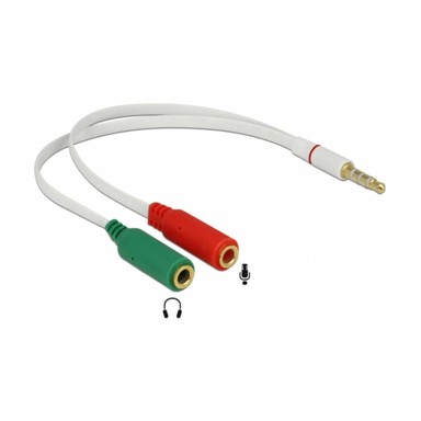 DELOCK Adapter audio 3,5 mm 4-pinski na 2x 3,5 mm ženski CTIA, duljina 20 cm