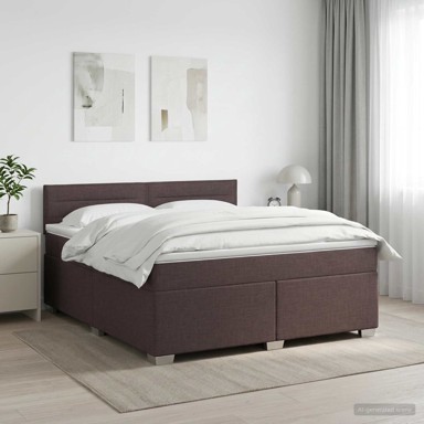 Boxspring krevet s madracem 160 x 200 cm, tkanina, tamnosmeđi