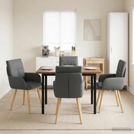 Blagovaonska stolica, 4 kom, tamnosiva tkanina, 60 x 56 x 96 cm