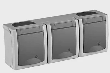 Priključnica šuko, trostruka, OG Pacific, IP54, siva