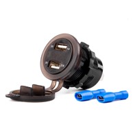 AMIO Vodootporni modularni auto punjač sa digitalnim voltmetrom, 2xUSB, 12/24V, MOD-06