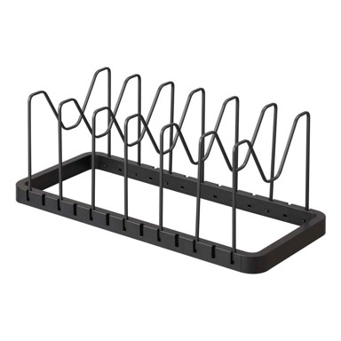 YAMAZAKI Crni podesivi stalak za poklopce i tave Tower