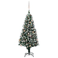 Božićno drvce umjetno, osvijetljeno s kuglicama i šiškama, 150 cm, rose gold kuglice