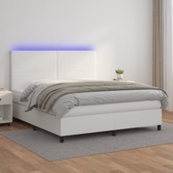 Krevet box spring s madracem LED bijeli 180x200 cm umjetna koža