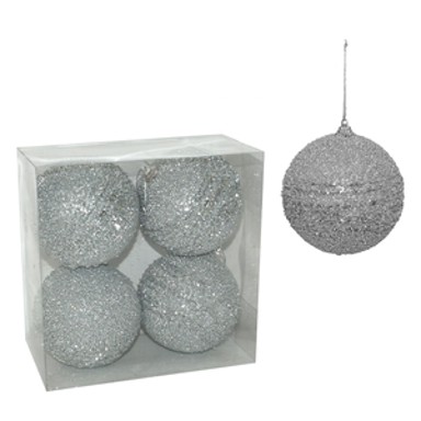 Božićne kuglice, 10 cm, srebrna