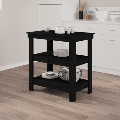 Radni stol, 78,5 x 50 x 80 cm, masivna borovina, crni