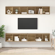TV kabinet za zid, 4 kom, 37 x 37 x 107.5 cm, hrast artisan
