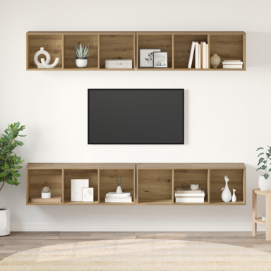 TV kabinet za zid, 4 kom, 37 x 37 x 107.5 cm, hrast artisan