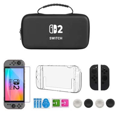 NINTENDO Zaštitni set za Switch 2, torba, zaštita za zaslon, kućište za konzolu i Joy-Con kontrolere, thumb gripovi, crna