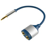 HOME Kabel JACK 3.5mm MUŠKI na JACK 3,5mm ŽENSKI x 2 AC 16M, 15cm