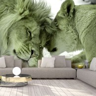 Samoljepljiva foto tapeta Lion Tenderness (Green) 441x315