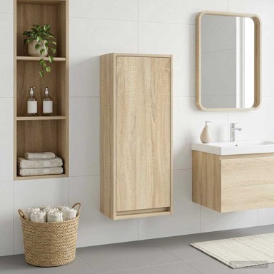 Zidni umivaonik s policom, sonoma hrast, 35 x 20 x 81 cm