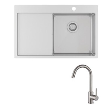 HELIKA Set sudoper Luna 101 N-R + slavina Vida, krom mat