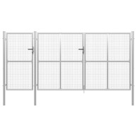 Dvorišna vrtna vrata čelična 400 x 150 cm srebrna, 400 x 150 cm, srebrno