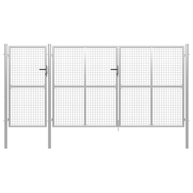 Dvorišna vrtna vrata čelična 400 x 150 cm srebrna, 400 x 150 cm, srebrno