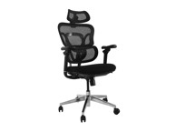 EQUIP Ergonomska uredska stolica s naslonom za glavu i rukonaslonima, crna