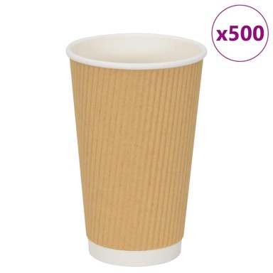 Papirnate šalice za kavu, 500 kom, 16 oz, 400 ml, smeđe