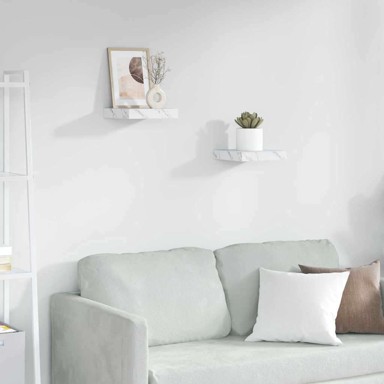 Zidna polica, set 2 kom, 23 x 23,5 x 4 cm, bijeli mramor