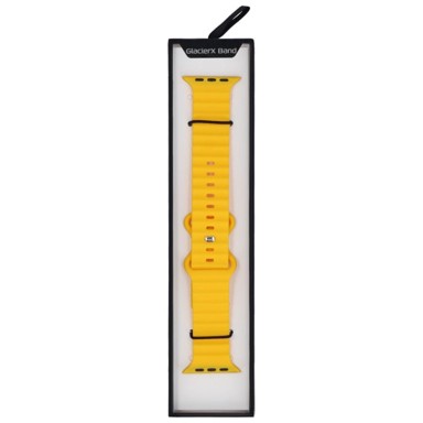 GLACIERX Silikonski remen Waffle Sunburst s kopčom s iglom za Apple Watch 42/44/45/49 mm, žuti