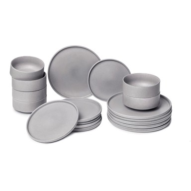 BONAMI SELECTION Set od 18 komada sivog posuđa od kamenine Malia