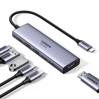 UGREEN USB-C hub 6-u-1, 100W PD, USB-C ulaz