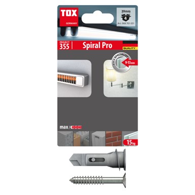 TOX Metalna tipla SPIRAL PRO + VIJAK (4/1) PLASTIČNA s vijkom za gipsane ploče