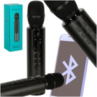 Bežični karaoke mikrofon za djecu, Bluetooth zvučnik, 2000 mAh, SD kartica, USB, crni