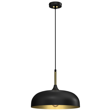 Viseća lampa Lincoln, 1xE27, 35cm, crno/zlatna