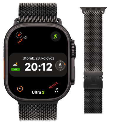 APPLE Pametni sat Watch Ultra 3, GPS + Cellular, 49 mm, Black Titanium Milanese Loop, crni