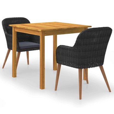 3 dijelni vrtni blagovaonski set crni